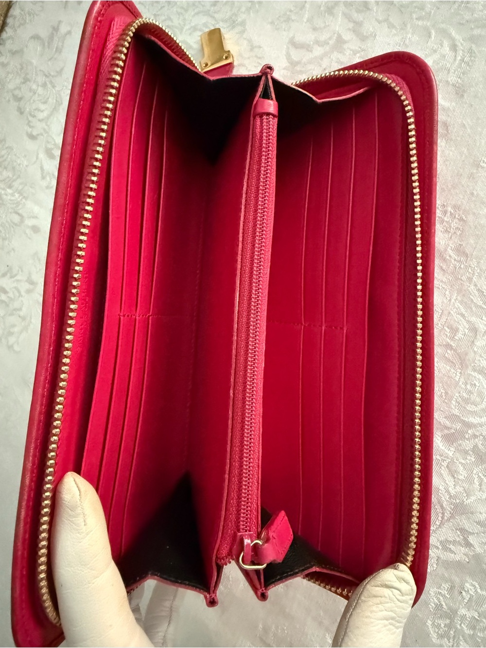 Saint Laurent Pink Leather Zip Wallet with Gold Hardware - Picture 16 of 17